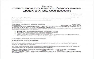 Certificado Para Licencia De Conducir